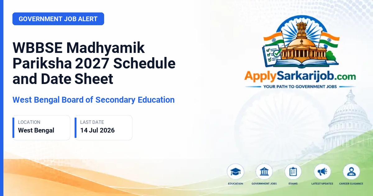 West Bengal Board of Secondary Education - WBBSE Madhyamik Pariksha 2027 Schedule and Date Sheet Official Notification Poster & Schedule