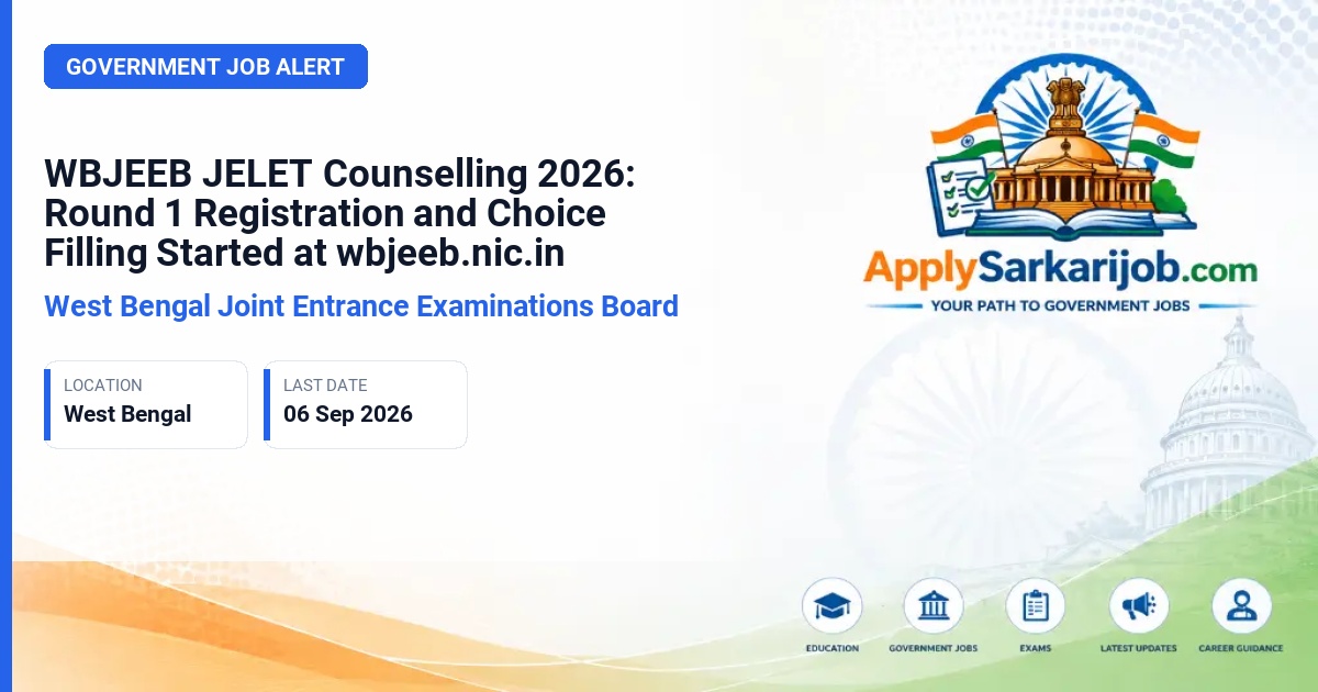 West Bengal Joint Entrance Examinations Board (WBJEEB) - WB JELET Lateral Entry Admission (B.E/B.Tech/B.Pharm) Official Notification Poster & Schedule