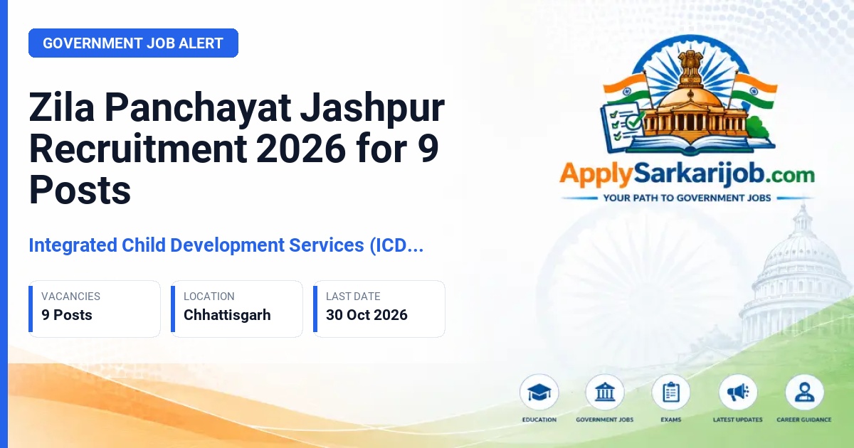 Integrated Child Development Services (ICDS) Jashpur - Computer Programmer, Programme Officer, Assistant Programmer, Accountant Official Notification Poster & Schedule
