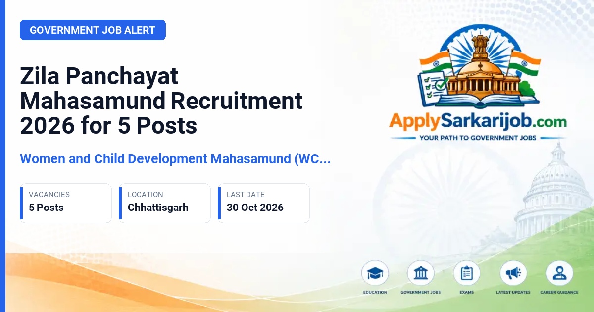 Women and Child Development Mahasamund (WCD Mahasamund) - Programme Officer, Assistant Programmer, Accountant Official Notification Poster & Schedule